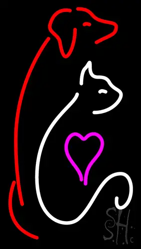 Cat Dog Logo Pet Clinic Neon Sign