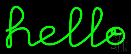 Green Hello Neon Sign