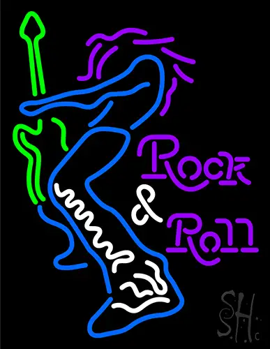 Rock Roll Electric Guitar Player Neon Sign