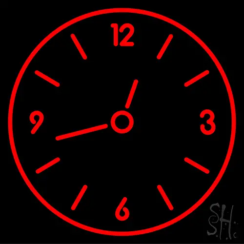 Red Clock Neon Sign