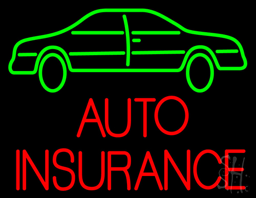 Auto Insurance With Car Neon Sign