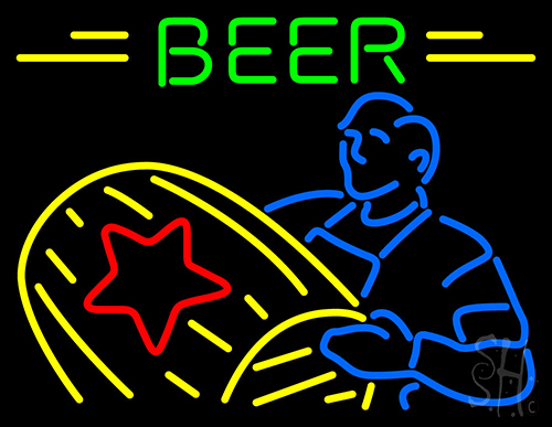 Beer Man Ply Drum Neon Sign