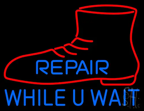 Red Shoe Repair While U Wait Neon Sign