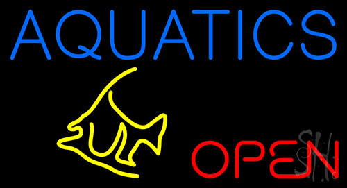 Aquatics Open Fish Neon Sign