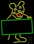 Bear With Sign Board Neon Sign