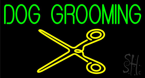 Dog Grooming With Cache Neon Sign
