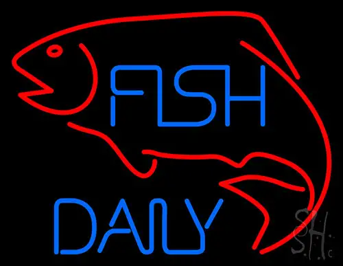 Fish Daily With Red Fish Neon Sign