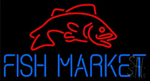Fish Market With Red Fish Neon Sign