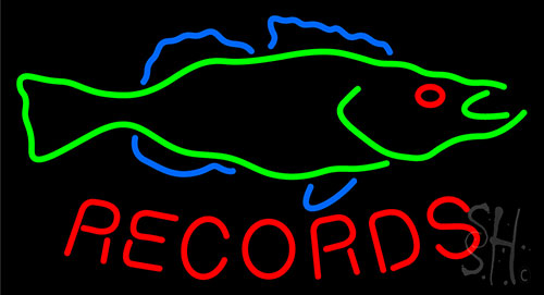 Records Fish Neon Sign