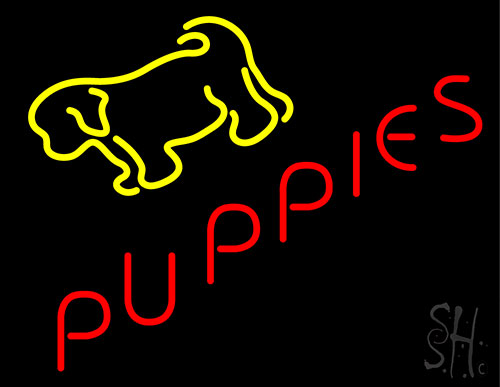 Yellow Puppies Neon Sign