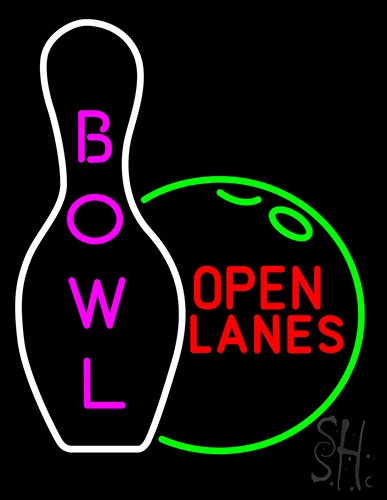 Bowl Open Lanes Neon Sign