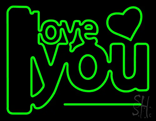 I Love You Green Neon Sign