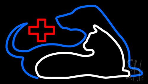 Vet Cat Dog Logo Neon Sign