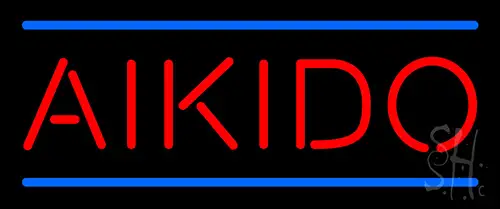 Aikido In Red With Blue Lines Neon Sign