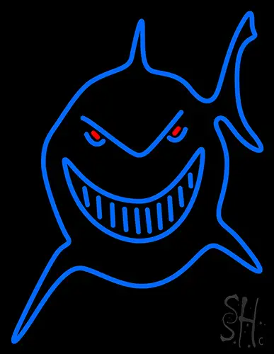 Blue Shark Face Neon Sign