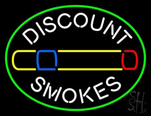 Discount Smokes With Graphic Neon Sign