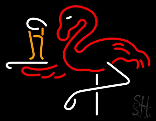 Flamingo With Beer Glass Neon Sign
