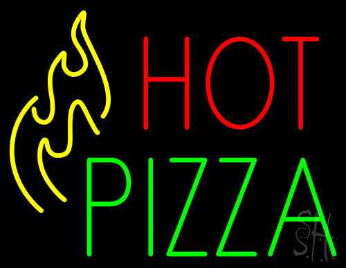 Hot Pizza With Icon Neon Sign