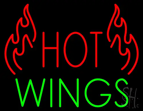 Hot Wings Red Flame Neon Sign