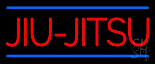 Jiu Jitsu In Red With Blue Lines Neon Sign