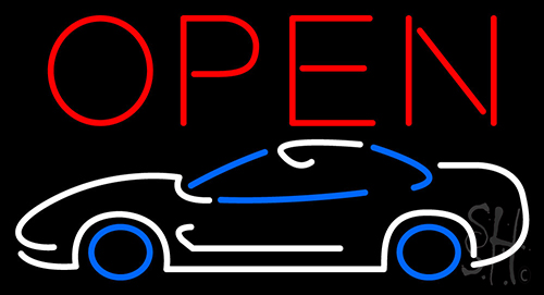 Open Colorful Sports Car Neon Sign