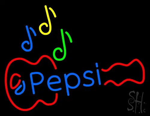 Pepsi Logo With Guitar Neon Sign