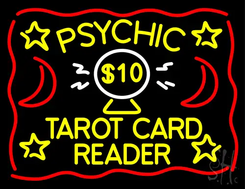 Psychic Tarot Card Reader Logo Neon Sign