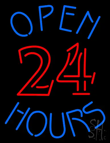 Red Open 24 Hours Neon Sign
