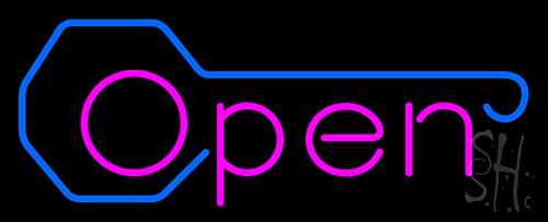 Red Open With Key Logo Neon Sign