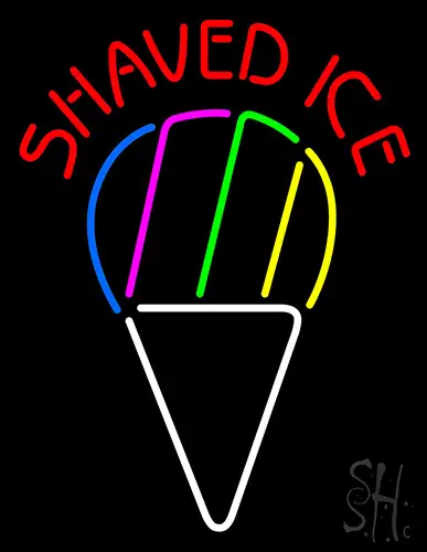 Shaved Ice Red Letter Rainbow Cone Neon Sign