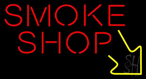 Smoke Shop With Right Arrow Neon Sign