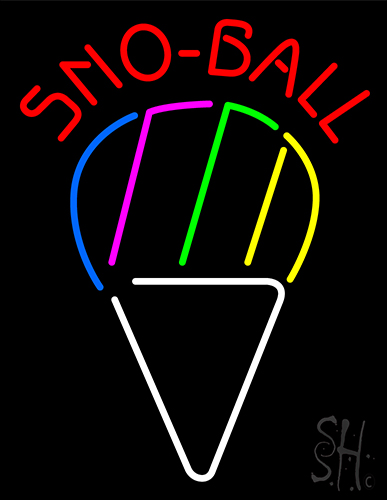 Sno Ball Red Text With Cone Logo Neon Sign
