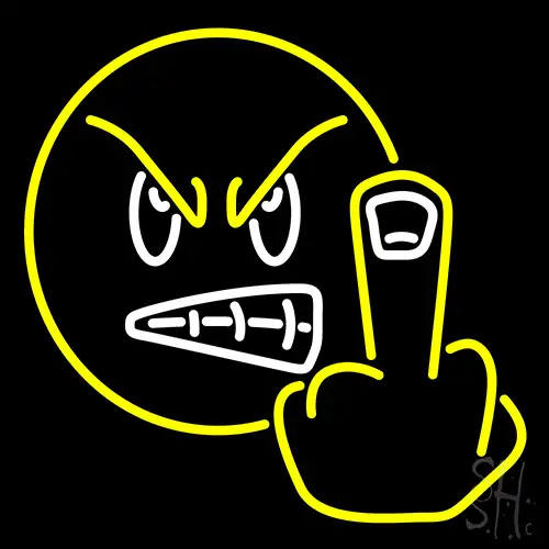 Middle Finger Yellow Angry Neon Sign