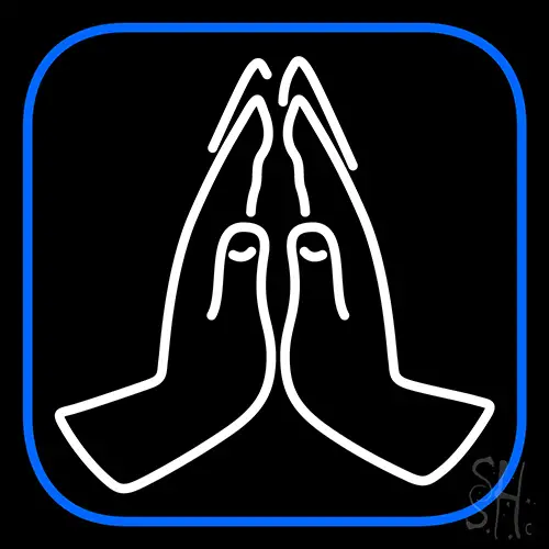Praying Hands Vector Icon Neon Sign