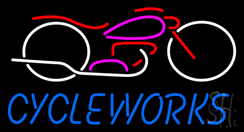 Cycle Works With Logo Neon Sign