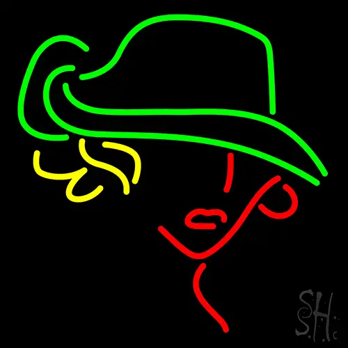 Girl Logo With Green Hat Neon Sign