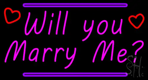 Will You Marry With Purple Line Me Neon Sign