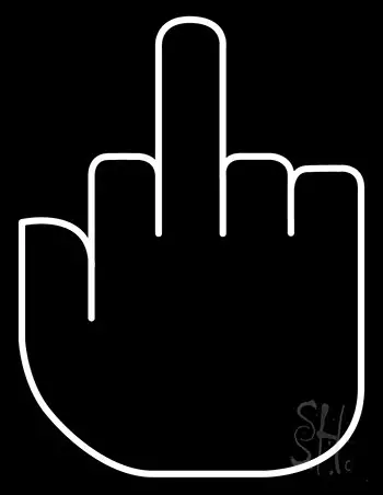 Middle Finger Isolated On White Neon Sign