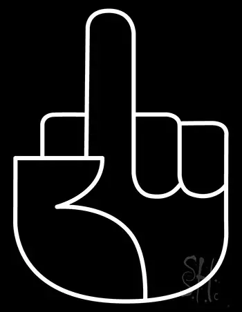 White Middle Finger Signal Gesture Of Hand Symbol Neon Sign