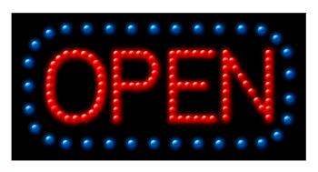 Open Blue Border and Red Letters Animated LED Sign