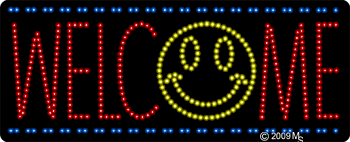Welcome w/ Smiley Face Animated LED Sign | Business LED Signs | Neon Light