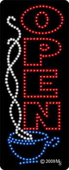 Open w/ Cup Vertical Animated LED Sign