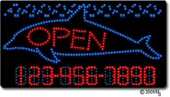 Dolphin-Open-Phone Number Changeable Animated LED Sign