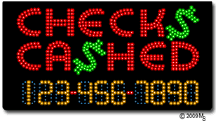 Checks-Cashed-Phone Number Changeable Animated LED Sign