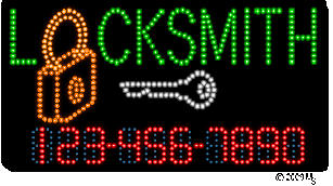 Locksmith Phone Number Changeable Animated LED Sign