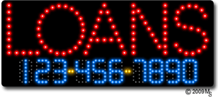 Loans Phone Number Changeable Animated LED Sign