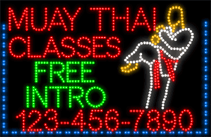 Muay Thai LED with Phone Number Animated LED Sign