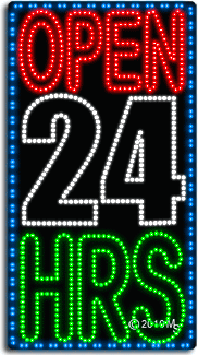 Open 24 Hours Animated LED Sign