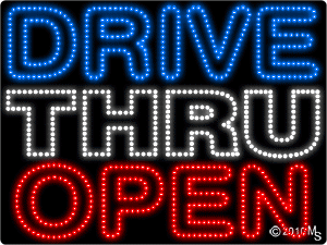 Drive Thru Open Arrows Left Animated LED Sign