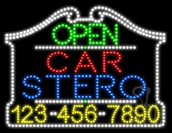 Car Stereo Open with Phone Number Animated LED Sign